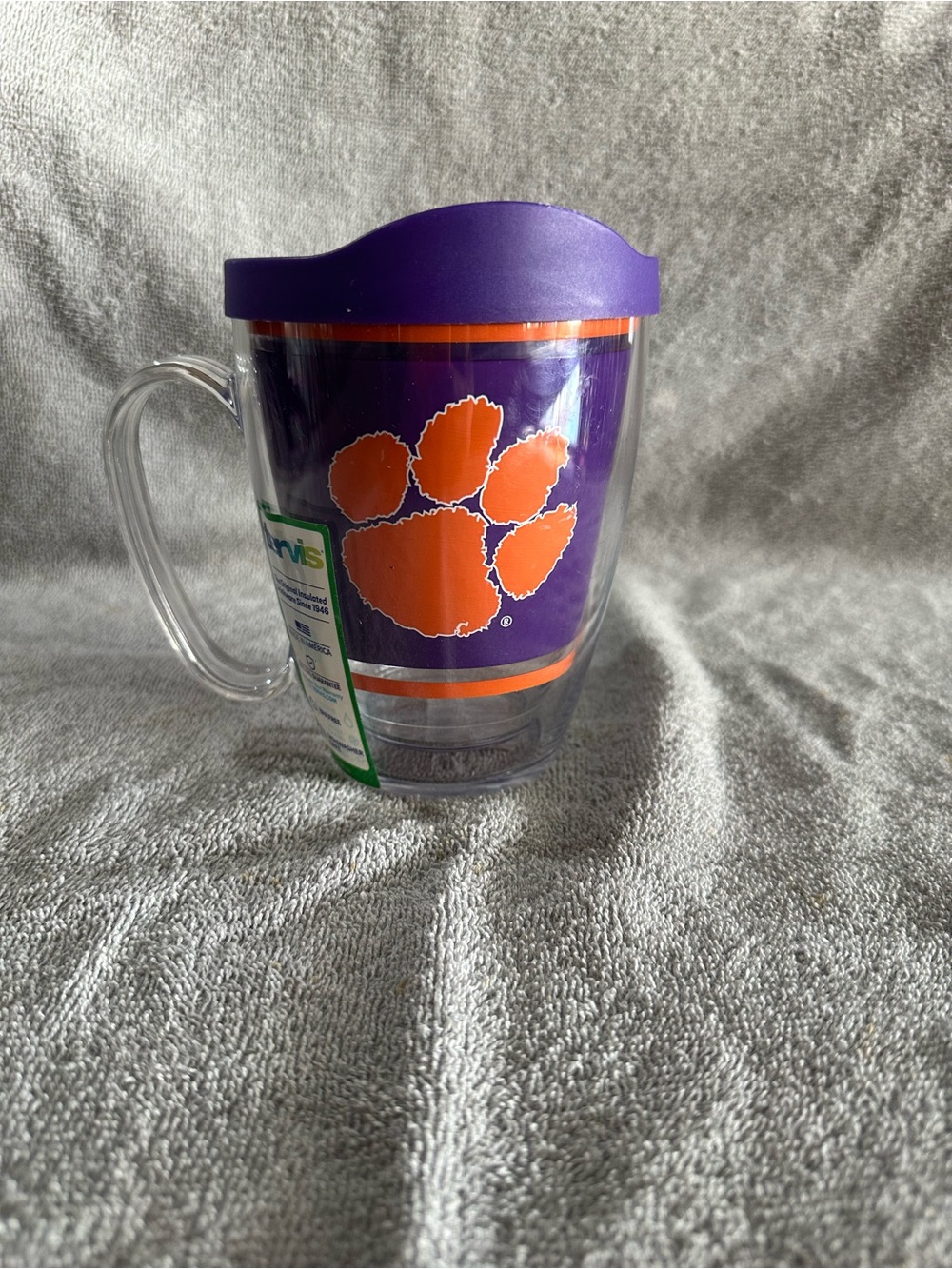 Clemson Paw Tervis-Style Travel Mug with Purple Lid
